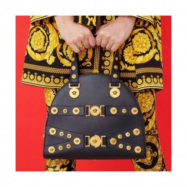 Versace 2019 Tribute Leather Tote Shoulder Bag,22/31CM - 베르사체 2019 트리뷰트 여성용 레더 토트 숄더백 ,VERB0059,22/31CM,블랙