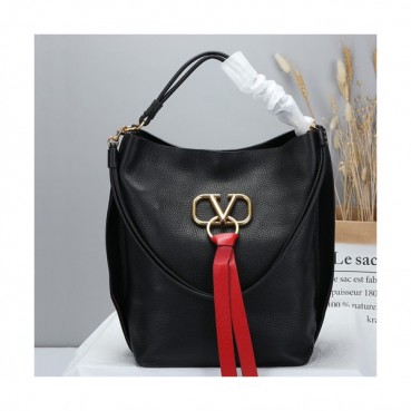 Valentino 2019 V-ring Leather Tote Shoudler Bag,34CM 