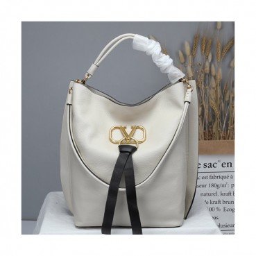 Valentino 2019 V-ring Leather Tote Shoudler Bag,34CM 