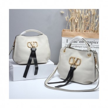 Valentino 2019 V-ring Leather Tote Shoudler Bag,26/33CM 