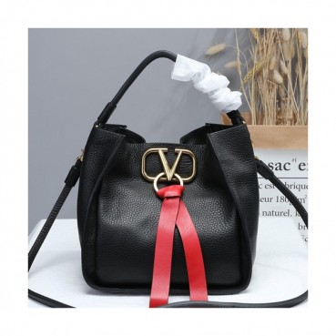 Valentino 2019 V-ring Leather Tote Shoudler Bag,22CM 