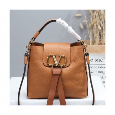 Valentino 2019 V-ring Leather Tote Shoudler Bag,22CM 