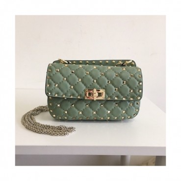 Valentino 2019 Garavani Ruckstud Spike Leather Chain Shoudler Bag,20/24/30CM - 발렌티노 2019 가라바니 락스터드 스파이크 여성용 레더 체인 숄더백 ,VTB0593,20/24/30CM,그린