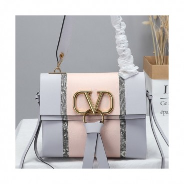 Valentino 2019 V-ring Leather Shoudler Bag,24CM 