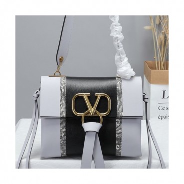 Valentino 2019 V-ring Leather Shoudler Bag,24CM 