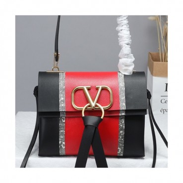 Valentino 2019 V-ring Leather Shoudler Bag,24CM 