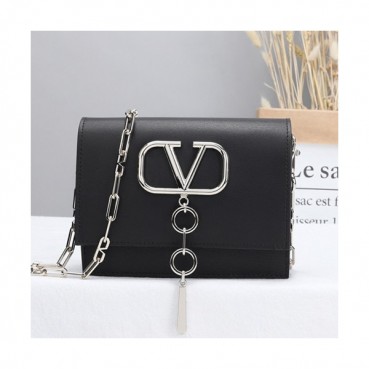 Valentino 2019 Vcase Leather Chain Shoudler Bag,17.5/22CM - 발렌티노 2019 Vcase 여성용 레더 체인 숄더백 ,VTB0587,17.5/22CM,블랙