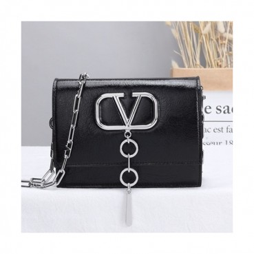 Valentino 2019 Vcase Leather Chain Shoudler Bag,17.5/22CM - 발렌티노 2019 Vcase 여성용 레더 체인 숄더백 ,VTB0586,17.5/22CM,블랙