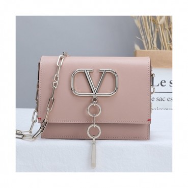 Valentino 2019 Vcase Leather Chain Shoudler Bag,17.5/22CM - 발렌티노 2019 Vcase 여성용 레더 체인 숄더백 ,VTB0584,17.5/22CM,핑크