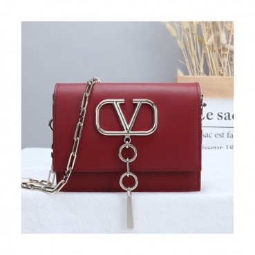 Valentino 2019 Vcase Leather Chain Shoudler Bag,17.5/22CM - 발렌티노 2019 Vcase 여성용 레더 체인 숄더백 ,VTB0582,17.5/22CM,레드