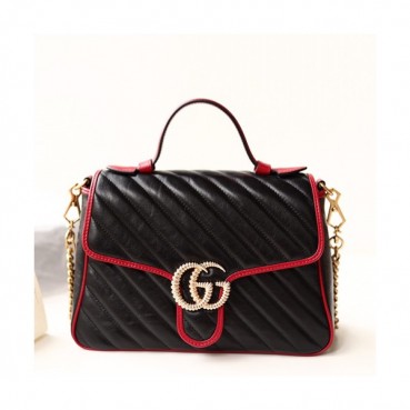 Gucci GG Marmont Women Tote Shoulder Bag,27CM - 구찌 GG 마몬트 여성용 토트 숄더백 498110, GUB0669,27CM,블랙