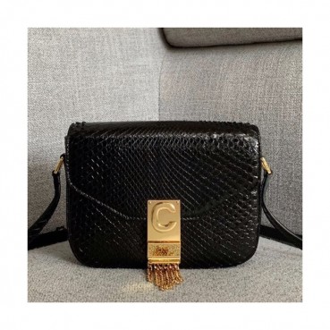 [매장판]Celine 2019 C Leather Chain Shoulder Bag,17.5CM - 셀린느 2019  C 레더 체인 숄더백 ,188504,17.5CM,블랙