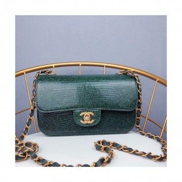 Chanel 2019 Lizard Leather Chain Shoulder Bag - 샤넬 2019 리저드 레더 체인 숄더백 CHAB0811,그린(금장)