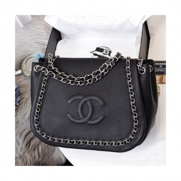 Chanel 2019 Leather Chain Shoulder Bag,30CM - 샤넬 2019 레더 체인 숄더백 CHAB0808,30CM,블랙