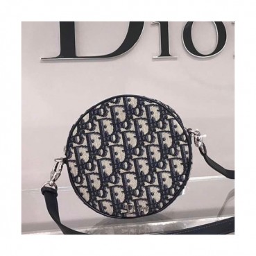 Dior 2019 Oblique Round Shoulder Bag,15.5CM - 디올 2019 오블리크 라운드 여성용 숄더백  DIOB0262,15.5CM,블랙