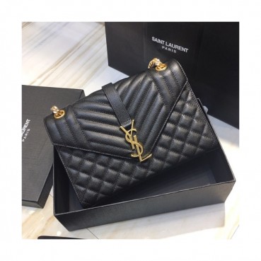 Saint Laurent 2019 Women Envelop Satchel Shoulder Bag,24CM - 입생로랑 2019 여성용 엔벨롭 사첼 숄더백 487206 , SLB0364,24CM,블랙
