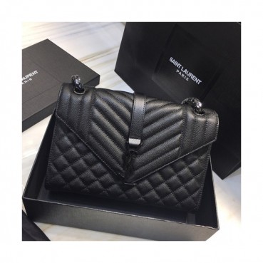 Saint Laurent 2019 Women Envelop Satchel Shoulder Bag,24CM - 입생로랑 2019 여성용 엔벨롭 사첼 숄더백 487206 , SLB0363,24CM,블랙