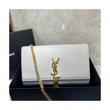 Saint Laurent Women Tassel Chain Satchel Shoulder Bag,24CM - 입생로랑 여성용 태슬 체인 사첼 숄더백 326076 , SLB0339,24CM,화이트
