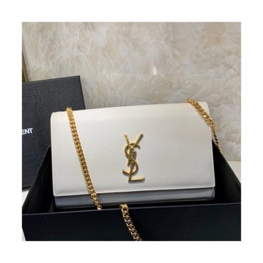 Saint Laurent Women Chain Satchel Shoulder Bag,24CM - 입생로랑 여성용 체인 사첼 숄더백 326076 , SLB0338,24CM,화이트
