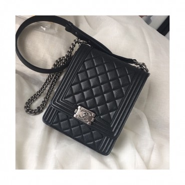 Chanel 2019 Boy Leather Chain Shoulder Bag ,19.5CM - 샤넬 2019 보이 레더 체인 숄더백 CHAB0790,19.5CM,블랙