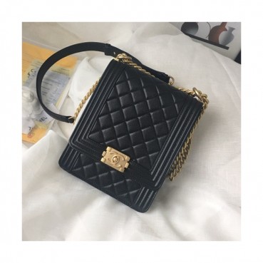 Chanel 2019 Boy Leather Chain Shoulder Bag ,19.5CM - 샤넬 2019 보이 레더 체인 숄더백 CHAB0789,19.5CM,블랙
