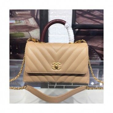 [커스텀급]Chanel 2019 Coco Chain Handle Shoulder Bag,23CM - 샤넬 2019 코코 체인 핸들 숄더백,CHAB0757,23CM,베이지