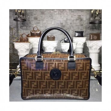 Fendi 2019 Boston Small Tote Shoulder Bag,31cm - 펜디 2019 여성용 보스턴 스몰 토트 숄더백 FENB0408,31CM,브라운+블랙