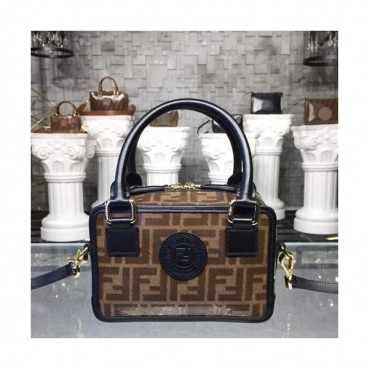 Fendi 2019 Boston Mini Tote Shoulder Bag,19cm - 펜디 2019 여성용 보스턴 미니 토트 숄더백 FENB0405,19CM,브라운+블랙