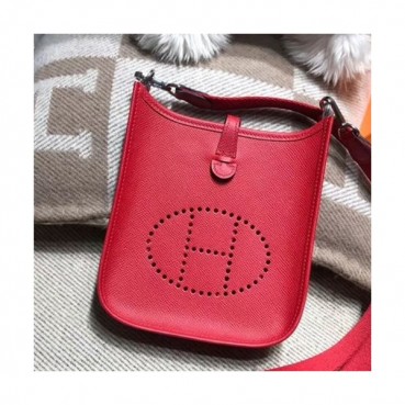 Hermes Evelyne Epsom Leather Mini Shoulder Bag,17cm - 에르메스 에블린 엡송 레더 여성용 미니 숄더백 HERB0728,17cm,레드
