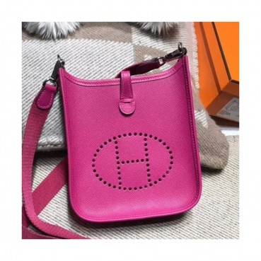 Hermes Evelyne Epsom Leather Mini Shoulder Bag,17cm - 에르메스 에블린 엡송 레더 여성용 미니 숄더백 HERB0727,17cm,핫핑크