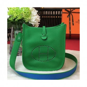 Hermes Evelyne Togo Leather Mini Shoulder Bag,17cm - 에르메스 에블린 토고 레더 여성용 미니 숄더백 HERB0721,17cm,그린