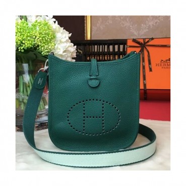 Hermes Evelyne Togo Leather Mini Shoulder Bag,17cm - 에르메스 에블린 토고 레더 여성용 미니 숄더백 HERB0720,17cm,다크그린