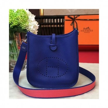 Hermes Evelyne Togo Leather Mini Shoulder Bag,17cm - 에르메스 에블린 토고 레더 여성용 미니 숄더백 HERB0718,17cm,블루