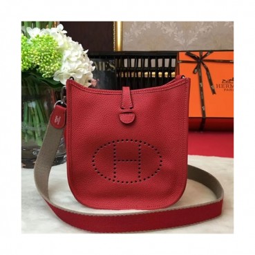 Hermes Evelyne Togo Leather Mini Shoulder Bag,17cm - 에르메스 에블린 토고 레더 여성용 미니 숄더백 HERB0717,17cm,레드