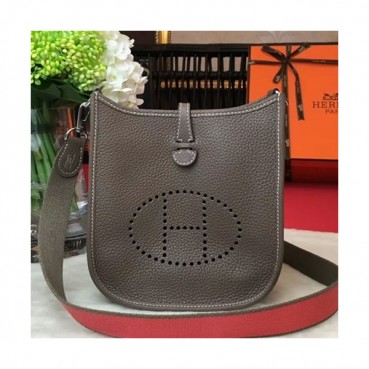 Hermes Evelyne Togo Leather Mini Shoulder Bag,17cm - 에르메스 에블린 토고 레더 여성용 미니 숄더백 HERB0715,17cm,그레이
