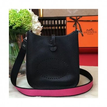 Hermes Evelyne Togo Leather Mini Shoulder Bag,17cm - 에르메스 에블린 토고 레더 여성용 미니 숄더백 HERB0712,17cm,블랙