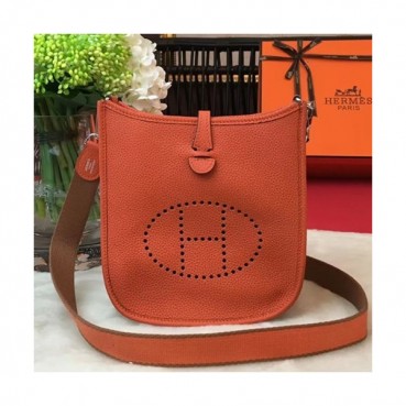 Hermes Evelyne Togo Leather Mini Shoulder Bag,17cm - 에르메스 에블린 토고 레더 여성용 미니 숄더백 HERB0711,17cm,오렌지