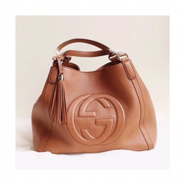 Gucci 2019 Soho Leather Women Tote Shoulder Bag,35CM - 구찌 2019 소호 레더 여성용 토트숄더백 282309,GUB0653,35cm,베이지브라운