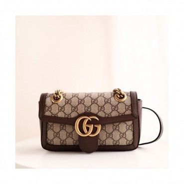 Gucci GG Marmont  Women Shoulder Bag,22CM - 구찌 GG 마몬트 여성용 숄더백 446744,GUB0652,22CM,브라운