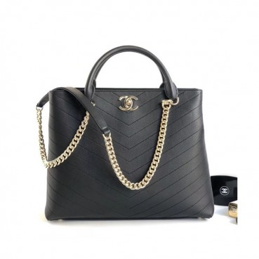 Chanel 2019 Women Leather Tote Shoulder Bag ,35CM - 샤넬 2019 여성용 레더 토트 숄더백,CHAB0705,35CM,블랙