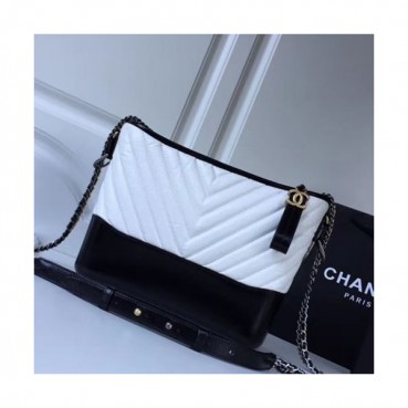 Chanel 2019 Gabrielle  Hobo Shoulder Bag,20/28CM - 샤넬 2019 가브리엘 호보 숄더백, CHAB0694,20/28CM,화이트+블랙