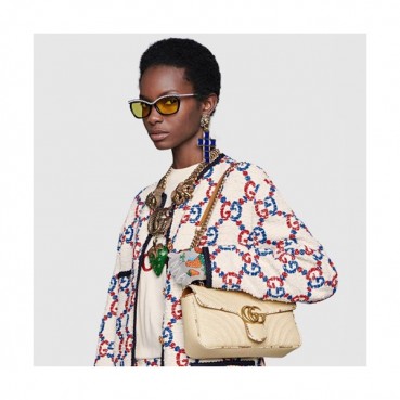 Gucci GG Marmont Matlase Raffia Women Shoulder Bag,26CM - 구찌 GG 마몬트 마틀라세 라피아 여성용 숄더백 443497,GUB0588,26CM,베이지