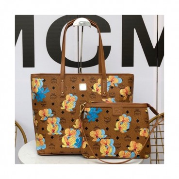 MCM Essential Visetos Tote Shoulder Bag,35cm - 엠씨엠 여성용 에센셜 비세토스 토트 숄더백 MCMB0248, 35cm,브라운