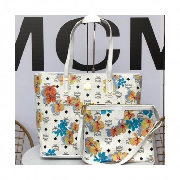 MCM Essential Visetos Tote Shoulder Bag,35cm - 엠씨엠 여성용 에센셜 비세토스 토트 숄더백 MCMB0246, 35cm,화이트