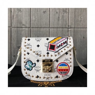 MCM 2019 Visetos Shoulder Bag,20cm - 엠씨엠 2019 비세토스 여성용 숄더백 MCMB0144, 20cm,화이트
