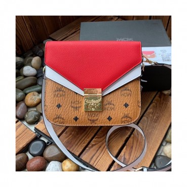 MCM 2019 Patricia Visetos Shoulder Bag,21cm - 엠씨엠 2019 패트리샤 비세토스 여성용 숄더백 MCMB0137, 21cm,레드+브라운