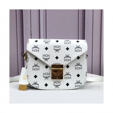 MCM 2019 Visetos Shoulder Bag,21cm - 엠씨엠 2019 비세토스 여성용 숄더백 MCMB0133, 21cm,화이트