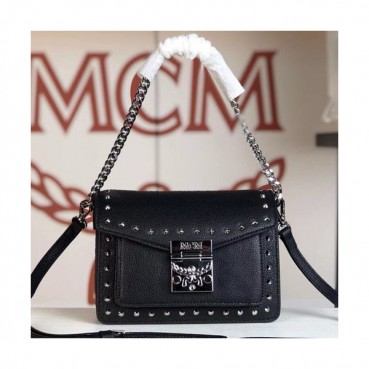 MCM Patricia Leather Shoulder Bag,18cm - 엠씨엠 패트리샤 레더 여성용 숄더백 MCMB0132, 18cm,블랙