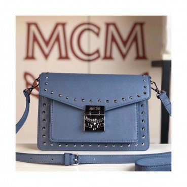 MCM Patricia Leather Shoulder Bag,22.5cm - 엠씨엠 패트리샤 레더 여성용 숄더백 MCMB0127, 22.5cm,블루