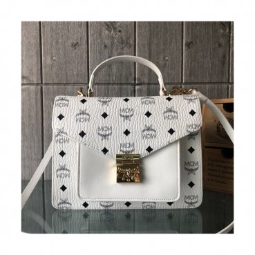 MCM 2019 Patricia Visetos Tote Shoulder Bag,27.5cm - 엠씨엠 2019 패트리샤 비세토스 여성용 토트 숄더백 MCMB0120, 27.5cm,화이트